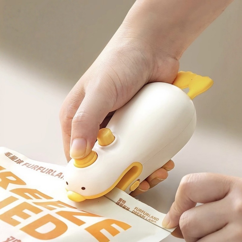 Food With Snacks - Cute Duck Rechargeable Handheld Sealer, ABS