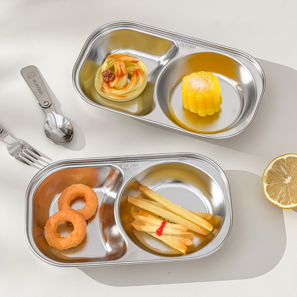Food Snacks For Kids - WORTHBUY 304 Stainless Steel Mini Divided