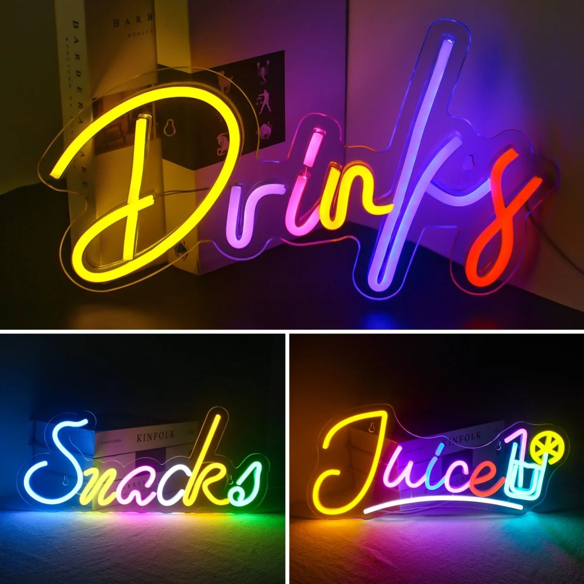 Drinks & Snacks Bar LED Neon L - Food Snacks Background review and price