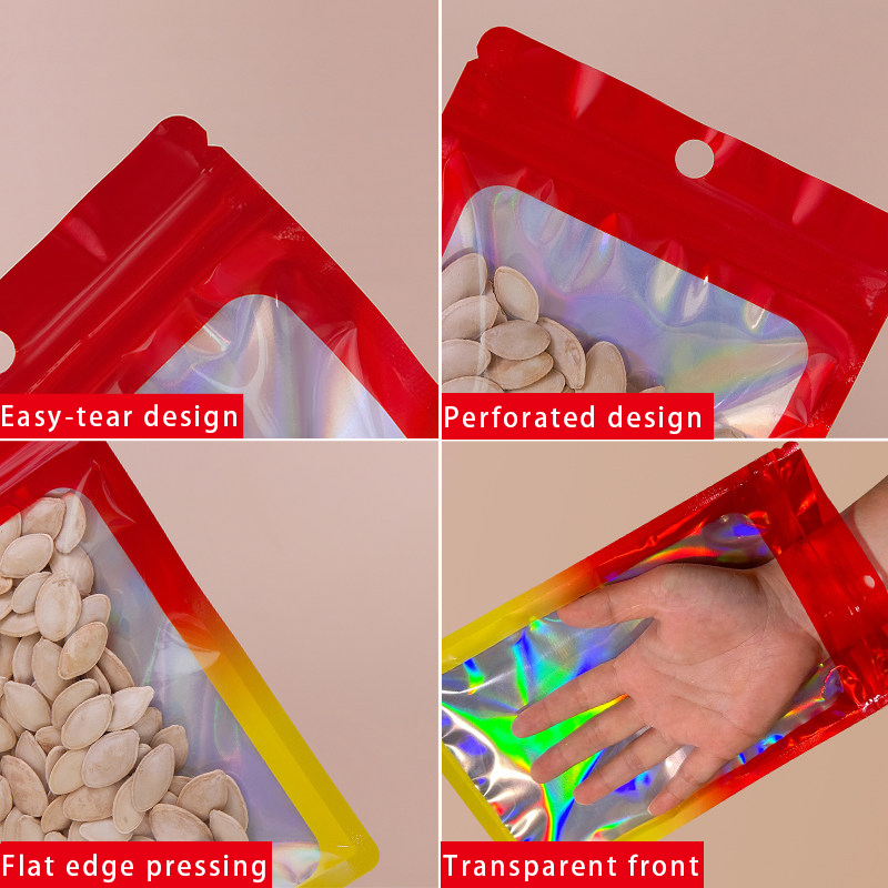 Holographic Color Square Zippe - Food With Snacks review and price