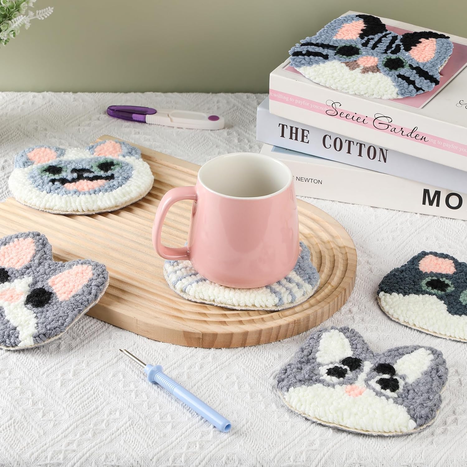 6PCS Set Punch Needle Coaster  - Fruit Roll Up review and price